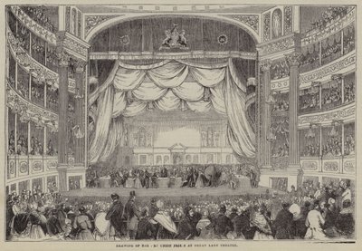 Drawing of the Art Union Prizes, Drury Lane Theatre, London (engraving) by English School