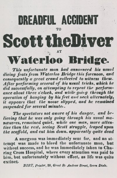 Dreadful Accident of Scott the Diver at Waterloo Bridge by English School