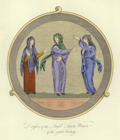 Dresses of the Anglo-Saxon Women of the 8th Century by English School