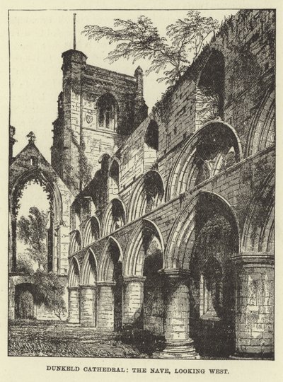 Dunkeld Cathedral, the Nave, looking West by English School