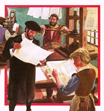 Early printing press by English School