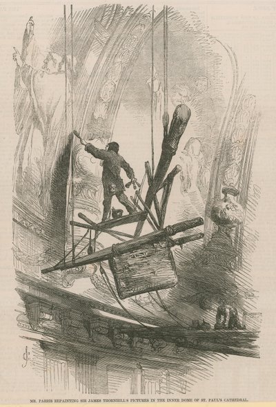 Edmund Thomas Parris repainting the inner dome by English School
