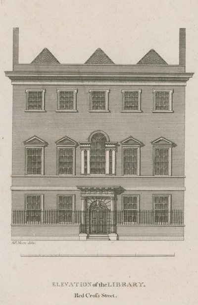 Elevation of the Library, Red Cross Street, London by English School