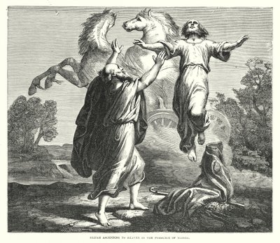 Elijah Ascending to Heaven in the Presence of Elisha (engraving) by English School