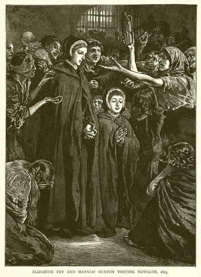 Elizabeth Fry and Hannah Buxton visiting Newgate, 1813 by English School