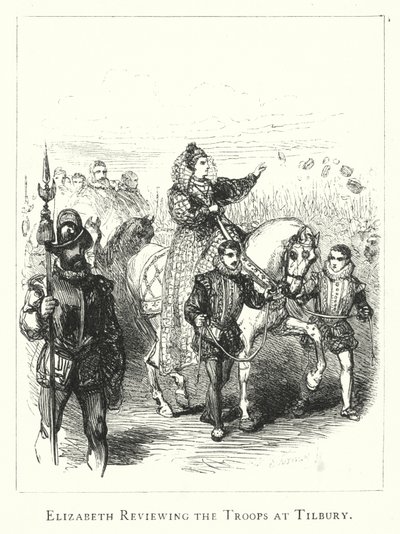 Elizabeth reviewing the Troops at Tilbury by English School