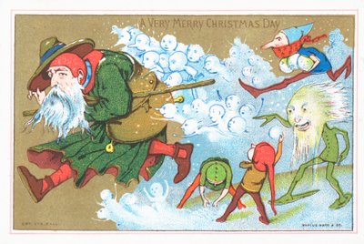 Elves Chasing Father Christmas by English School