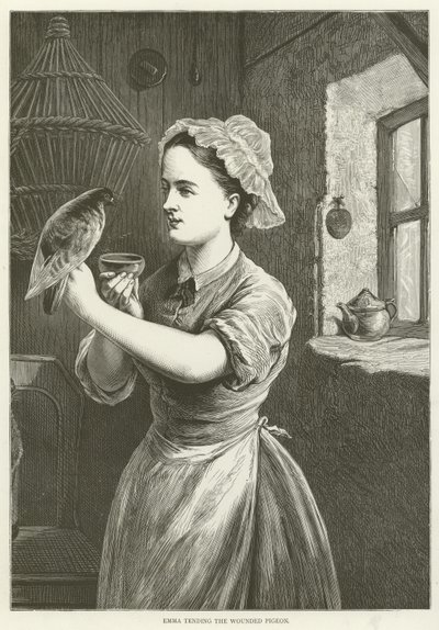 Emma Tending the Wounded Pigeon by English School