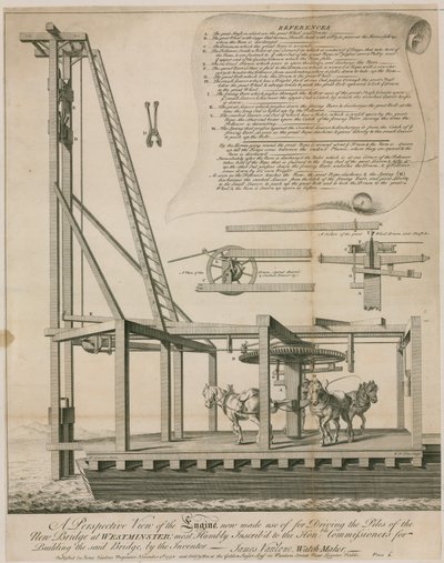 Engine for Driving the Piles, Westminster Bridge by English School