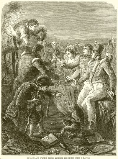 English and Spanish Troops Dividing the Spoils after a Battle by English School
