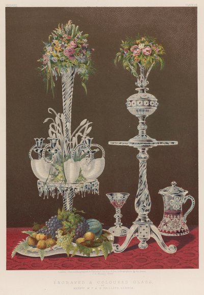 Engraved and Coloured Glass by English School