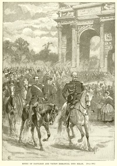 Entry of Napoleon and Victor Emmanuel into Milan by English School