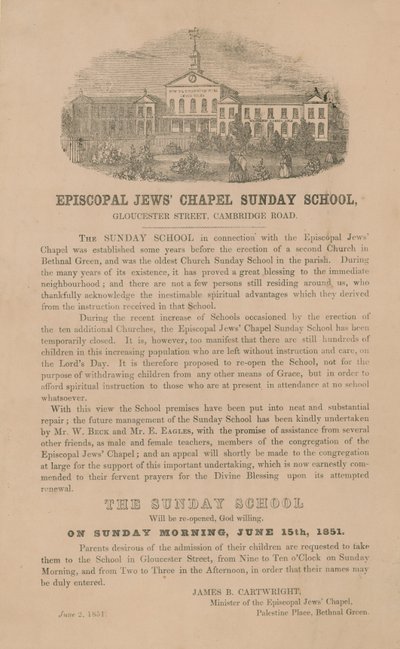 Episcopal Jews Chapel Sunday School by English School