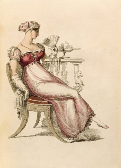 Evening dress or ball gown, fashion plate from Ackermann