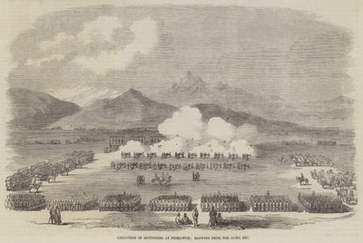 Execution of Mutineers at Peshawur, Blowing from the Guns by English School