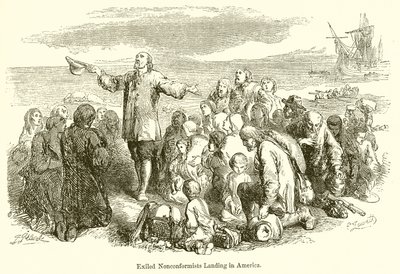 Exiled Nonconformists Landing in America by English School