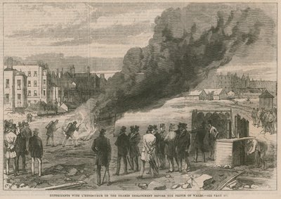 Experiments with Extinguisher on the Thames Embankment before the Prince of Wales by English School
