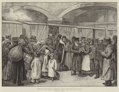 Expulsion of Jews from St Petersburg, Scene at the Baltic Railway Station by English School