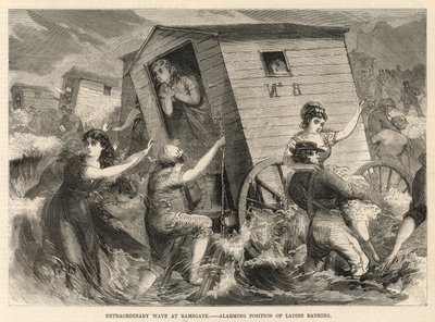 Extraordinary wave at Ramsgate; Alarming position of ladies bathing by English School