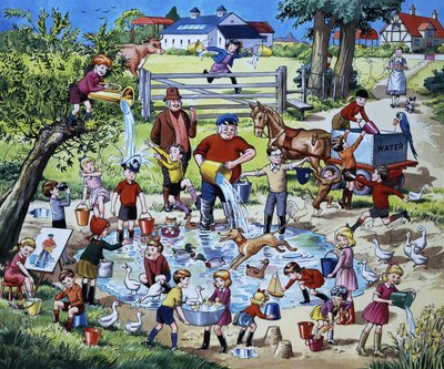 Farming Scene (with Hidden Animals) by English School
