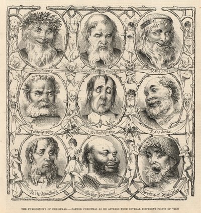 Father Christmas as He Appears from Several Different Points of View by English School