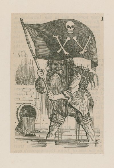 Father Thames Waving a Skull and Crossbones by English School