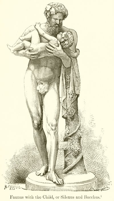 Faunus with the Child, or Silenus and Bacchus by English School
