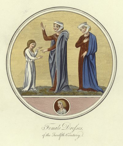 Female dresses of the 12th Century by English School