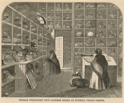 Female prisoners own clothes store at Tothill Fields Prison by English School