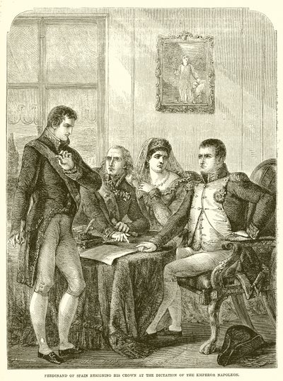 Ferdinand of Spain Resigning His Crown at the Dictation of the Emperor Napoleon by English School