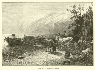 Ferry at a Norwegian Fjord by English School