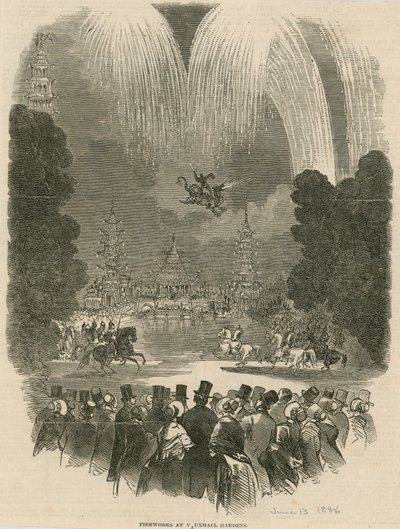 Fireworks display at Vauxhall Gardens, London by English School