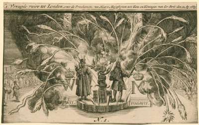 Fireworks for the Coronation of William and Mary by English School