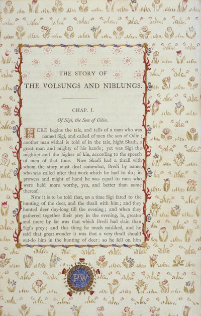 First page from The Story of The Volsungs and Niblungs, c.1870 by English School