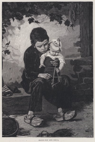 Fisher Boy and Child by English School