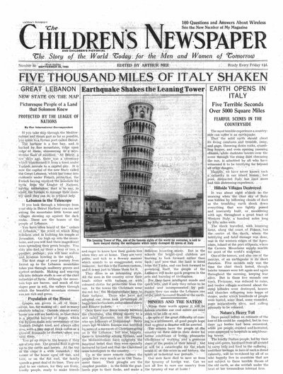 Five Thousand Miles of Italy Shaken, Front Page of 