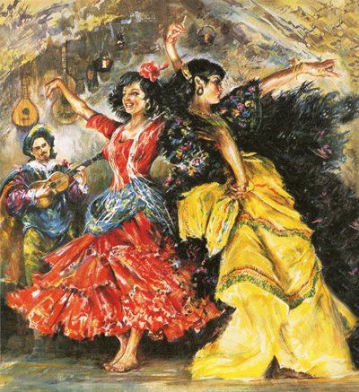 Flamenco Dancers by English School