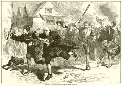 Flight of Hutchinson before the Rioters by English School