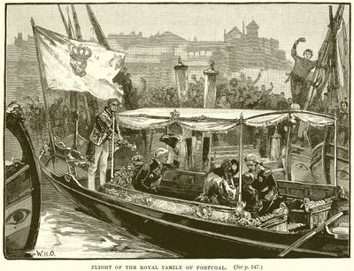 Flight of the Royal Family of Portugal by English School