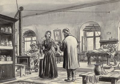 Florence Nightingale working at the hospital in Scutari by English School