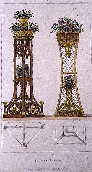Flower stands, plate 163 from Ackermann