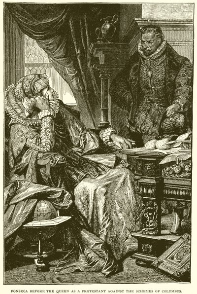 Fonseca Before the Queen as a Protestant Against the Schemes of Columbus by English School