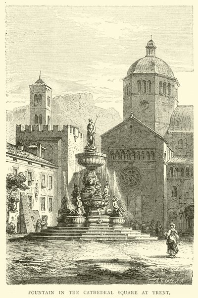 Fountain in the Cathedral Square at Trent by English School