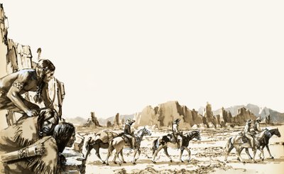 Four men head for Funeral Mountain and Death Valley beyond by English School