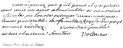 Franscois Marie Arouez de Voltaire by English School