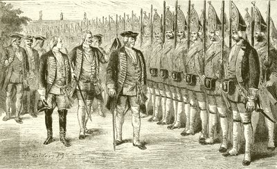 Frederick William I and his Giant Guards by English School