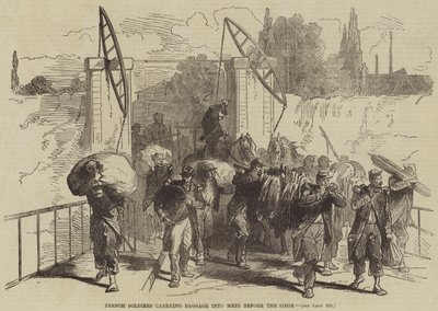French Soldiers carrying Baggage into Metz before the Siege by English School