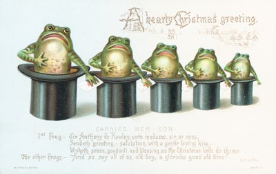 Frogs Standing in Top Hats by English School