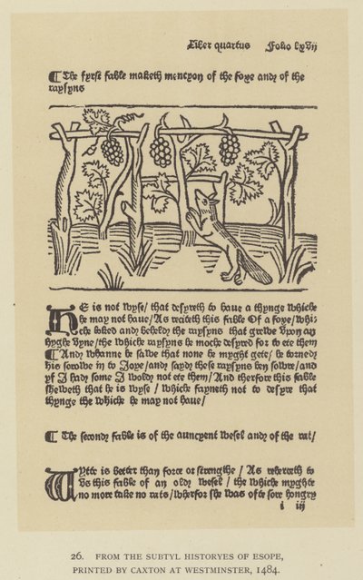 From the Subtyl Historyes of Esope, printed by Caxton at Westminster by English School