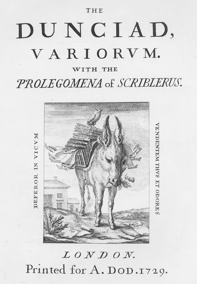 Frontispiece and title page to The Dunciad Variorum by Alexander Pope, 1729 by English School